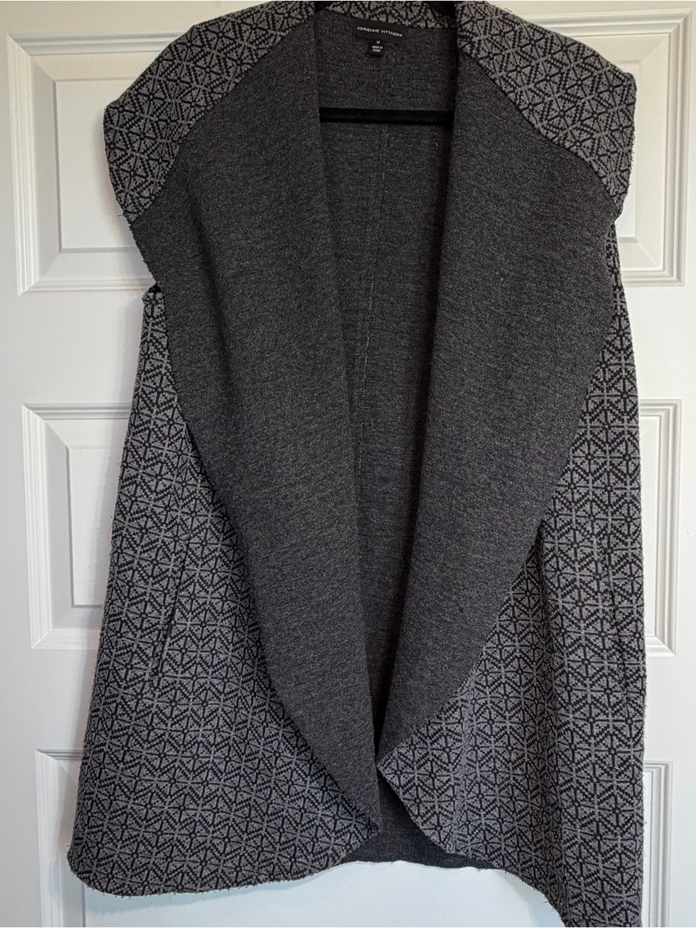 Adrienne Vittadini Women’s M Wool Blend Sweater Jacket Gray Black Pockets 1116